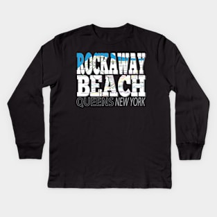 Fun Cool Rockaway Beach Queens New York with Subway Map Kids Long Sleeve T-Shirt